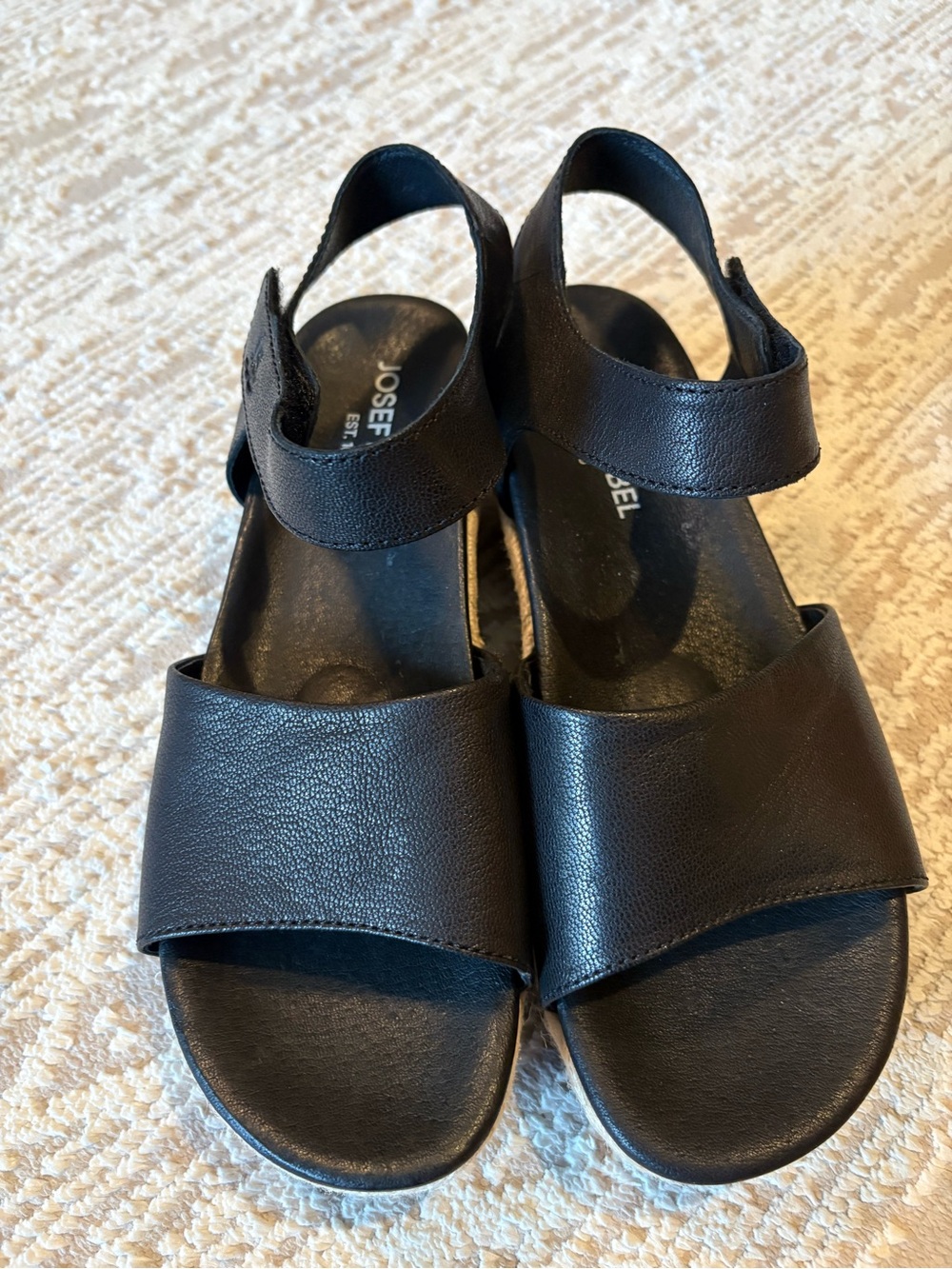 Josef Seibel Black Leather miranda Sandals sz 39